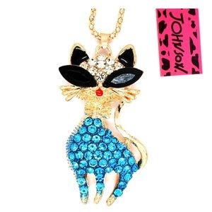 Betsey Johnson Enamel& Rhinestone Cat.